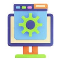 3D Render Monitor and Browser Web Setting Icon png