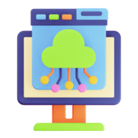 3D Render Monitor and Browser Cloud Computing Icon png
