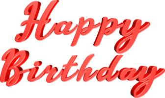 Happy Birthday 3D Render Red Text png