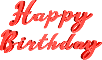 joyeux anniversaire rendu 3d texte rouge png