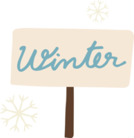 winter sign and snowflakes hand drawn style for groundhog day concept png