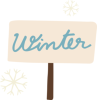 signe d'hiver et flocons de neige style dessiné à la main pour le concept du jour de la marmotte png