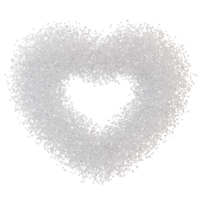 Herz mit kleinen weißen Kristallen, Partikeln, auf transparentem Hintergrund. Valentinstag, Hochzeit. Gestaltungselement ausschneiden. 3D-Rendering. png