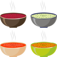 varios cuencos de sopa de cerámica png