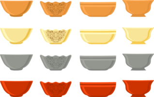 ensemble de bols à soupe en verre vides png