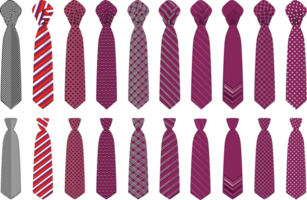 big set ties different types, neckties various size png