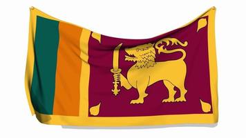 drapeau sri lankais agitant et épinglé sur le mur, rendu 3d, clé chroma, sélection luma matte video