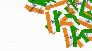 pano de bandeira indiana caindo do lado direito no chão, renderização em 3d, chroma key, seleção luma matte video