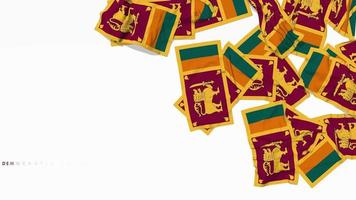 tela de la bandera de Sri Lanka cayendo desde el lado derecho del suelo, representación 3d, clave de croma, selección de luma mate video
