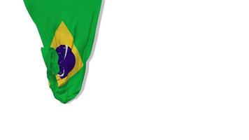 bandeira de tecido pendurada do brasil acenando ao vento renderização em 3d, dia da independência, dia nacional, chroma key, luma matte seleção de bandeira video