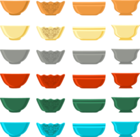 Set of empty glass soup bowls png