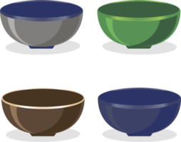 Set of empty glass soup bowls png