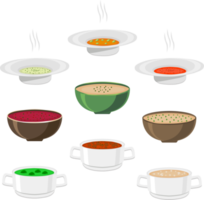 Various ceramic bowl of soup png