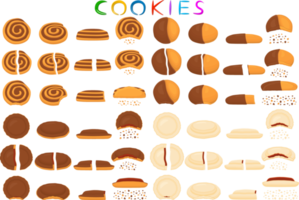 big set different biscuit, kit colorful pastry cookie png