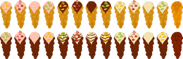 big kit different types cone waffle png