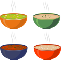 várias tigelas de sopa de cerâmica png