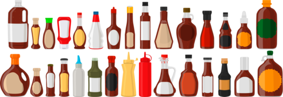 kit varié bouteilles en verre remplies de sauce liquide chipotle png