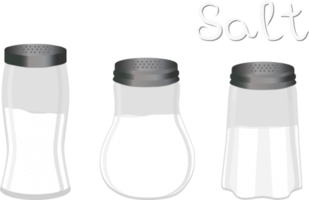 big set different types glassware filled salt png