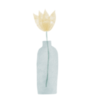flor amarilla y botella verde. estilo acuarela de pintura digital con textura de papel. decoración para cualquier diseño. ilustración. png