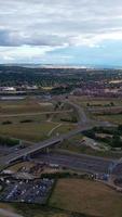 Aerial View of British Roads and Traffic Passing Through City. Drone's Camera Footage in Vertical and Portrait Style video