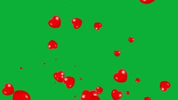 animation de coeurs rouges pour la saint valentin et fond de mariage. vidéo en boucle sur écran vert. video