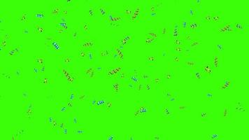 kleurrijk confetti animatie voor partij achtergrond. lusvormige confetti in groen scherm. video
