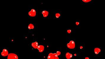 animación de corazones para el día de san valentín y el fondo de la boda. video en bucle de corazones en fondo transparente.