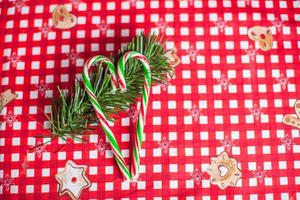 Colorful sweet candy on bright table photo