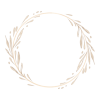 gyllene dekorativ cirkel blommig ram. botanisk runda krans med grenar, örter, växter, och löv. rustik bröllop gräns png