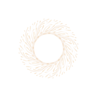 gyllene dekorativ cirkel blommig ram. botanisk runda krans med grenar, örter, växter, och löv. rustik bröllop gräns png