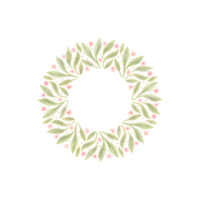 marco floral círculo decorativo acuarela. corona botánica redonda con ramas, hierbas, plantas y hojas. frontera de boda rústica png