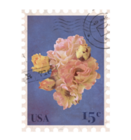 sello postal vintage floral. sello postal imprimible retro con flores de rosas. elementos estéticos de corte de recortes para invitaciones de boda, cuadernos, diarios, tarjetas de felicitación, papel de regalo png