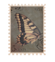 Vintage Postage Stamp with Butterfly. Retro Printable post stamp. Aesthetic cutout Scrapbooking elements for wedding invitations, notebooks, journals, greeting cards, wrapping paper png