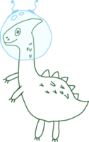 Illustration of a dinosaur astronaut in a helmet. png