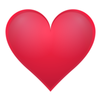 Valentine day red heart in realistic style. Simple volumetric heart icon. Colorful PNG illustration.