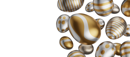 gold egg falling easter 3d render illustration png