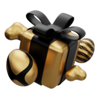 ilustración 3d de levitación de caja de regalo de huevo de oro de pascua png