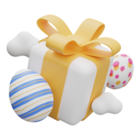 easter egg gift box levitation 3d illustration png