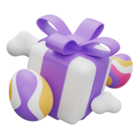 ilustración 3d de levitación de caja de regalo de huevo de pascua png