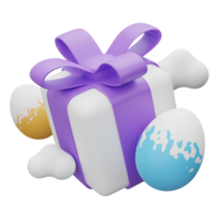 ilustración 3d de levitación de caja de regalo de huevo de pascua png
