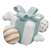 easter egg gift box levitation 3d illustration png