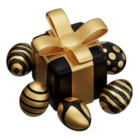 boîte cadeau oeuf de pâques or illustration isométrique 3d png