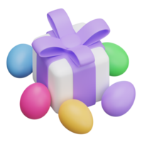ilustración isométrica 3d de caja de regalo de huevo de Pascua png