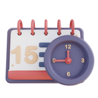 Horario de calendario y tiempo de ilustración 3d png