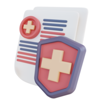 ilustração 3D da segurança do documento de saúde png