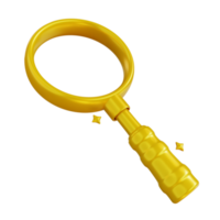 loupe dorée illustration 3d png