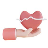 3d illustration hand som visar hjärta hälsa png