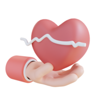 3d ilustración mano que muestra la salud del corazón