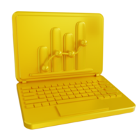 3d illustration golden laptop graphic png