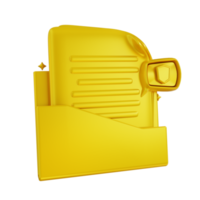 3D Illustration golden document security folder png